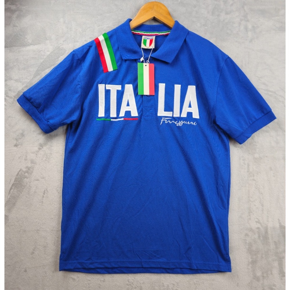 Italia Italy National Team Youth Large Blue Soccer Polo Shirt Collar NWT